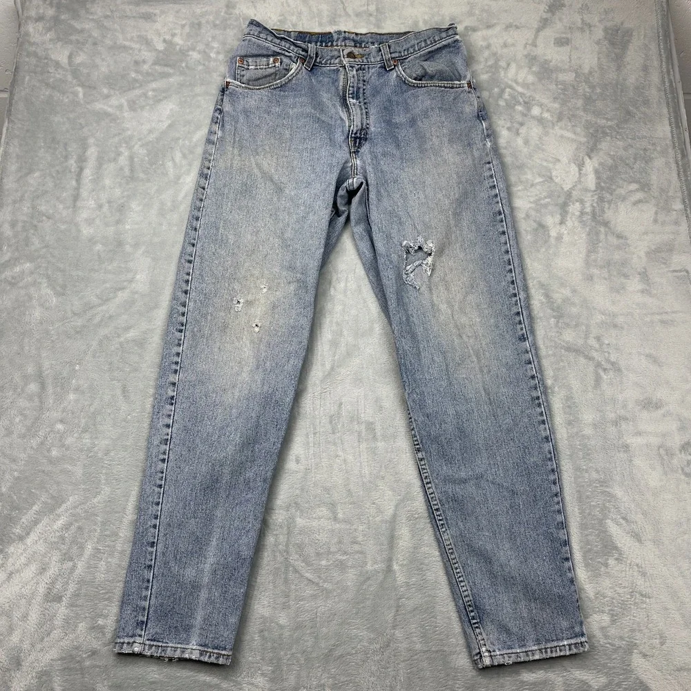 Vintage Levi's 560 Jeans Mens 33x34 (31x32) Blue Distressed Mid Rise Tapered Leg